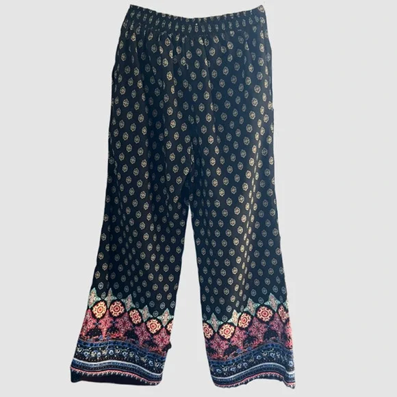 Xhiliaration Allover Geometric Print Wide Leg Pants Black, EUC - Size Medium - Picture 2 of 8